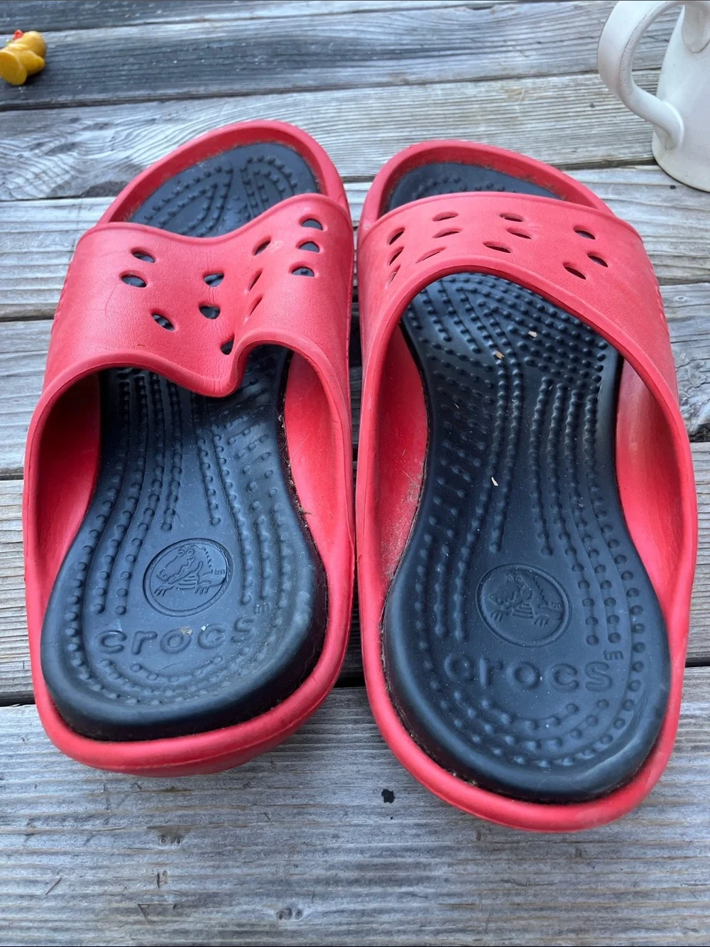 Crocs slides red women’s 12 men’s 10